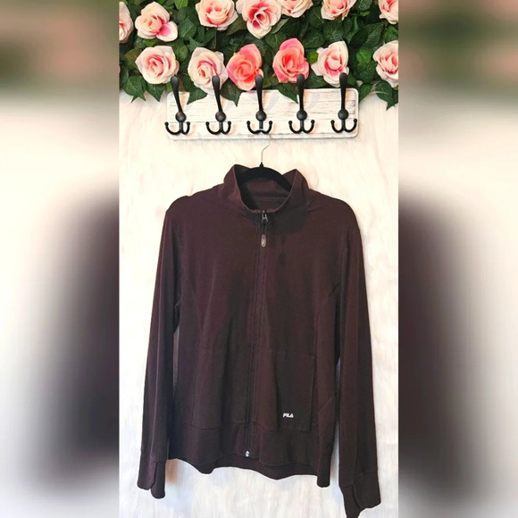 Fila F:2 Jersey Knit Deep Brown Zip-Up Sweater - Picture 1 of 6